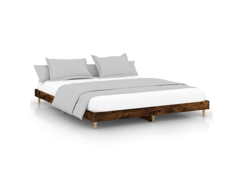  Lit double- lit adulte -  cadre de lit sans matelas chêne fumé 150x200 cm bois ingénierie  - Conforama A