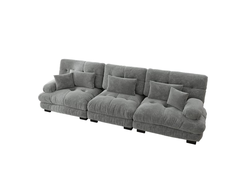  Canapé d'angle, canapé convertible — 3 places, en chenille, assise profonde  - Conforama E