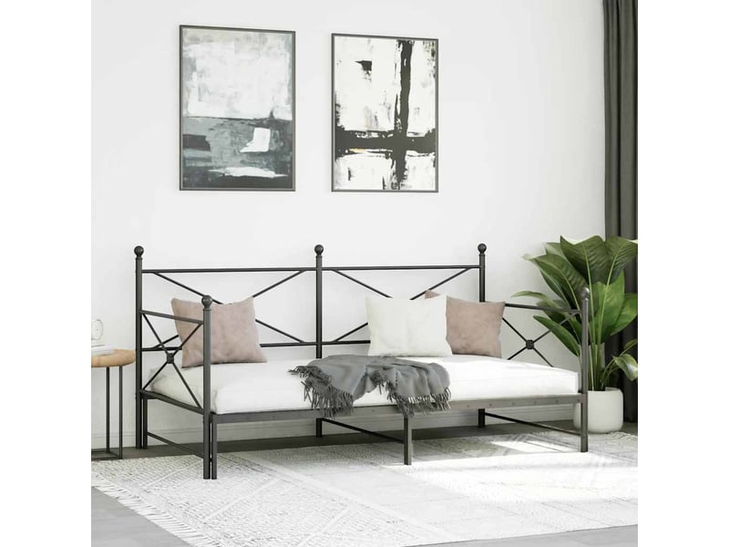  Lit simple- lit adulte -  lit de jour avec gigogne sans matelas noir 100x200 cm acier  - Conforama C