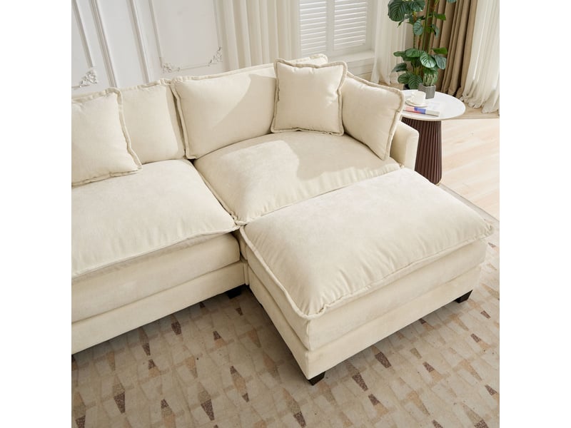 Pouf cloud modulable beige en chenille, coussin double couche, accessoire canapé moderne  - Conforama E