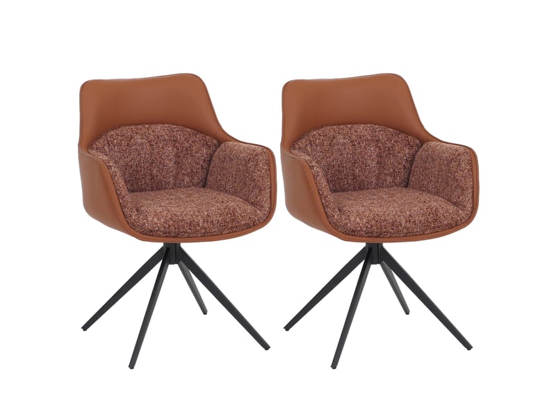  Lot de 2 chaises de salle à manger hwc-r23, chaises de cuisine pivotantes, en similicuir et tissu chenille (410 gm²) - terracotta  - Conforama A