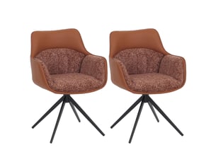Lot de 2 chaises de salle à manger hwc-r23, chaises de cuisine pivotantes, en similicuir et tissu chenille (410 gm²) - terracotta