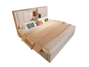 Lit coffre 160x200 cm OKWISH coloris beige