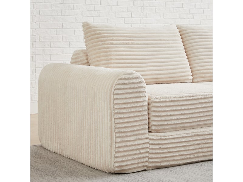 Canapé d'angle convertible ,2 places, avec deux coussins, accoudoirs carrés classiques,194x144x74cm,beige - Conforama E