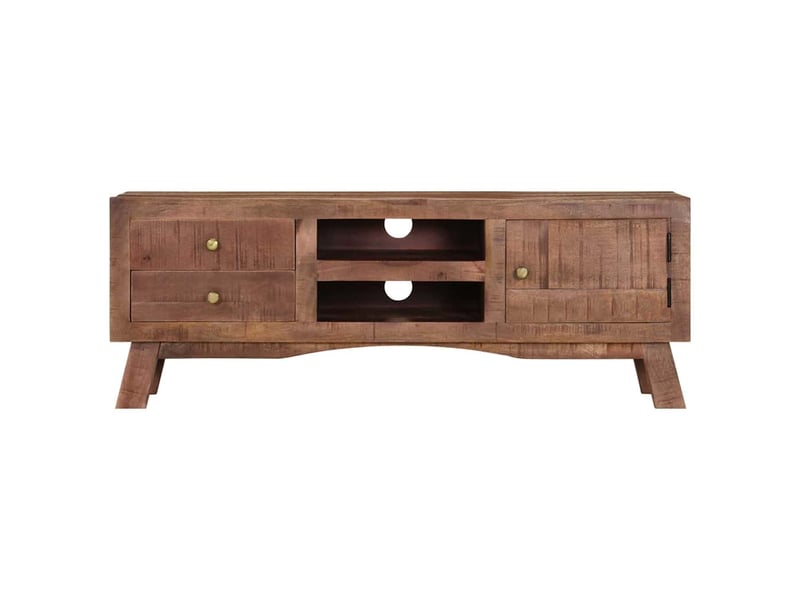  Meuble tv - banc tv - meuble de rangement 110x30x40 cm bois de manguier brut  - Conforama D