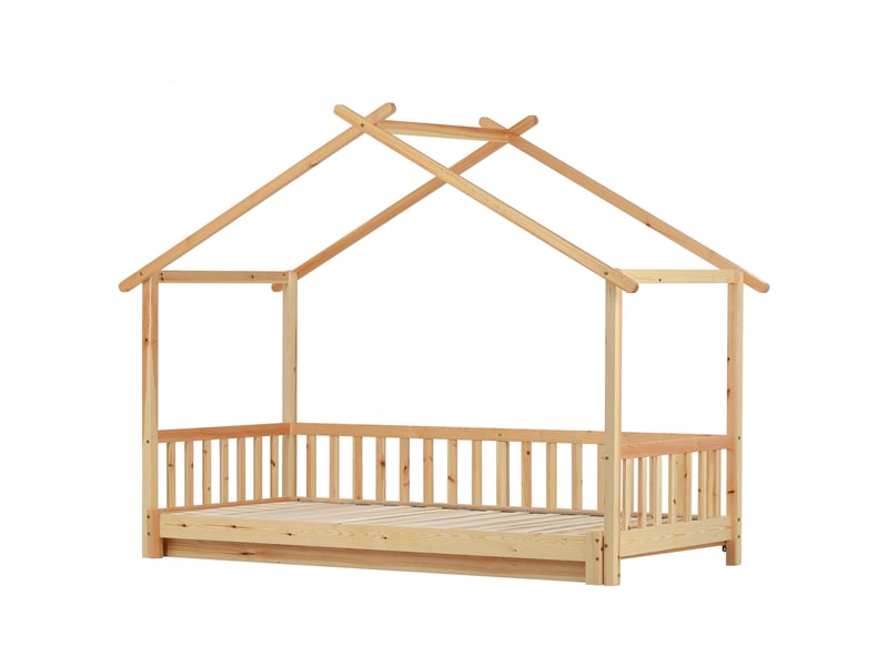  Lit gigogne cabane 90x200 cm en pin avec protection  - Conforama D