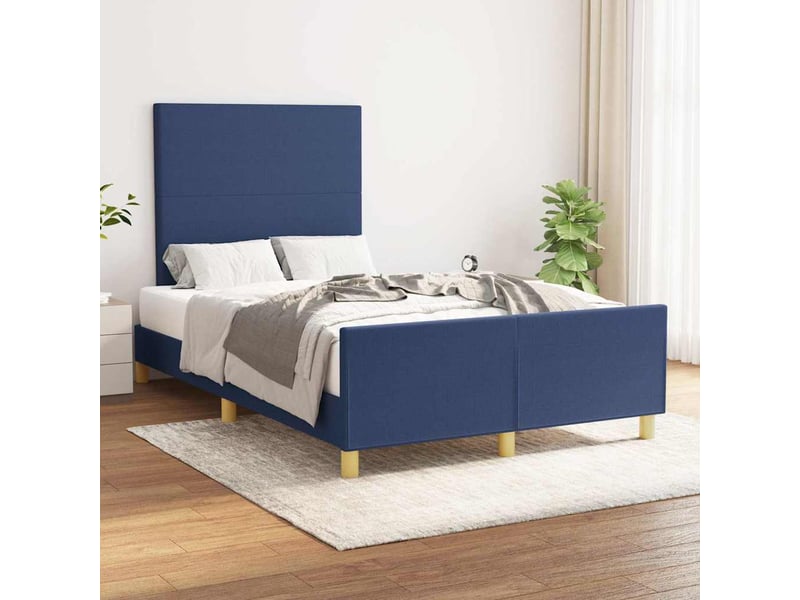  Cadre de lit bleu tissu moderne sommier couchage 120x200 cm chambre adulte maison  - Conforama B
