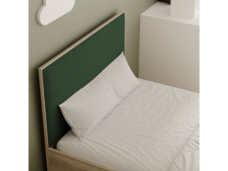 Lit coffre sashi - 90x200 cm - avec matelas - tissu velours - sonoma vert foncé SASHI - Conforama D
