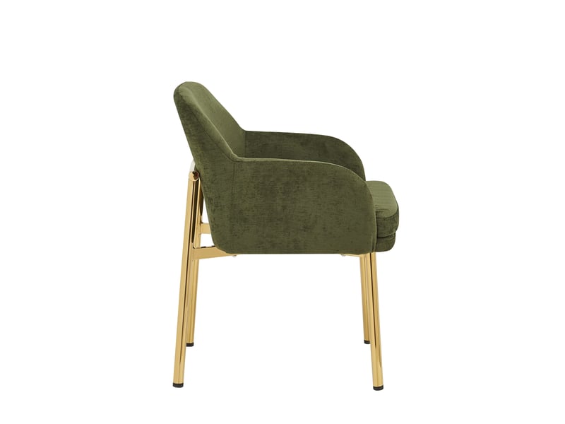  Lot de 4 chaises de salle à manger, dossier ergonomique, moderne, métal et bois, vert et doré  - Conforama E