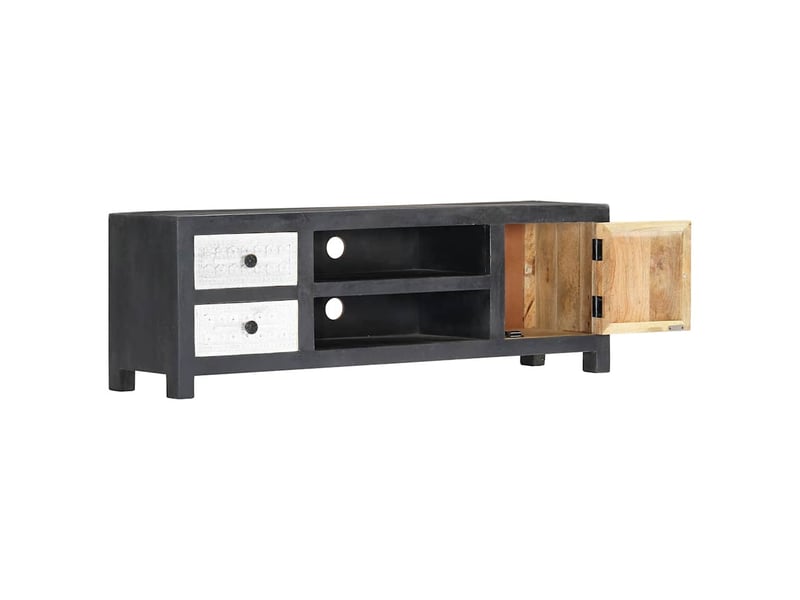  Meuble tv moderne, banc tv sculpté à la main gris et blanc 120x30x40 cm manguier  - Conforama D