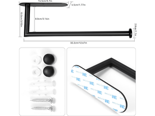 Porte-papier toilette mural - 33 cm, auto-adhésif ou à percer, support pratique en acier inoxydable pour la cuisine et la salle de bain
