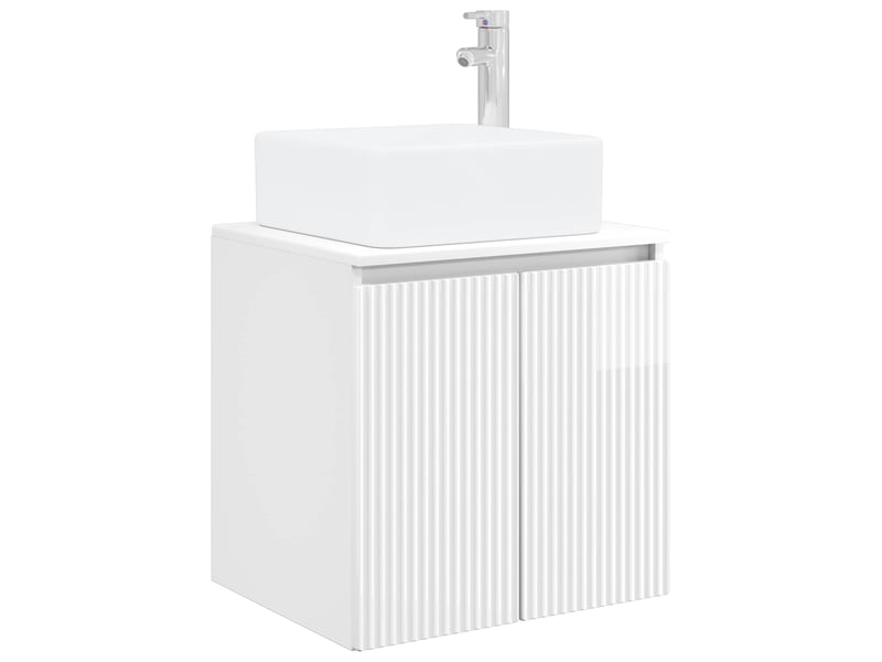 Vanité de lavabo mural, meuble de rangement blanc brillant 53x35x63 cm - Conforama A