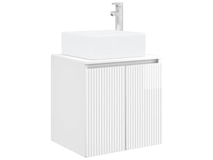 Vanité de lavabo mural, meuble de rangement blanc brillant 53x35x63 cm