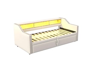 Lit banquette 90x200 cm    coloris beige