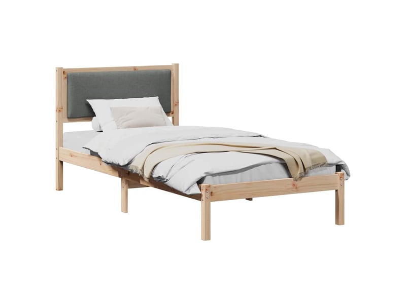  Lit simple- lit adulte -  cadre de lit avec tête de lit gris foncé 90 x 190 cm pin massif  - Conforama B