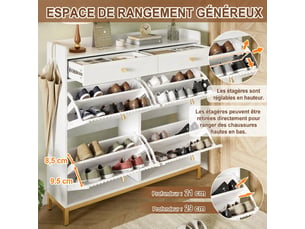 Meuble à chaussures 8 paire(s)  <strong></strong>  <strong>Fay Lum</strong> coloris blanc