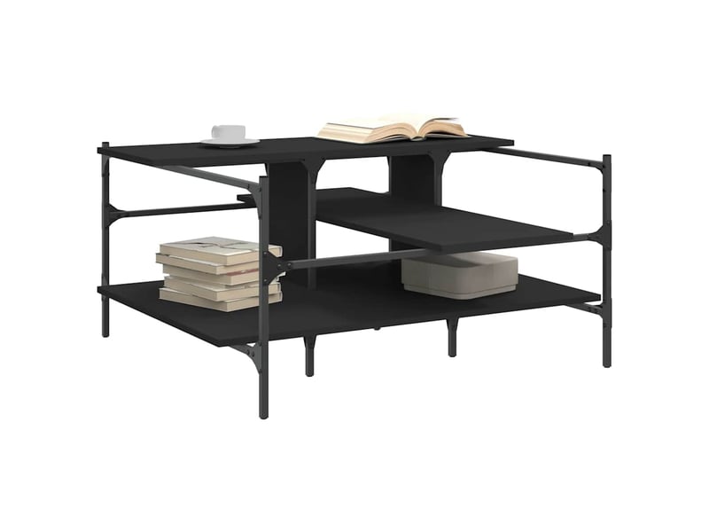  Table basse - table de salon - table à thé noir 100x100x48,5 cm bois d'ingénierie  - Conforama D