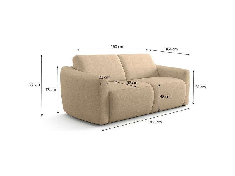 Canapé droit convertible 3 places en tissu chenille taupe - ouverture express - suzie Suzie - Conforama D