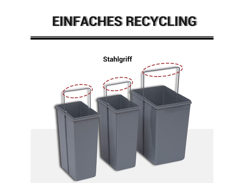  Poubelle encastrable 3 bacs tri sélectif coulissante 40 l gris 48 x 34,2 x 41,8 cm  - Conforama E