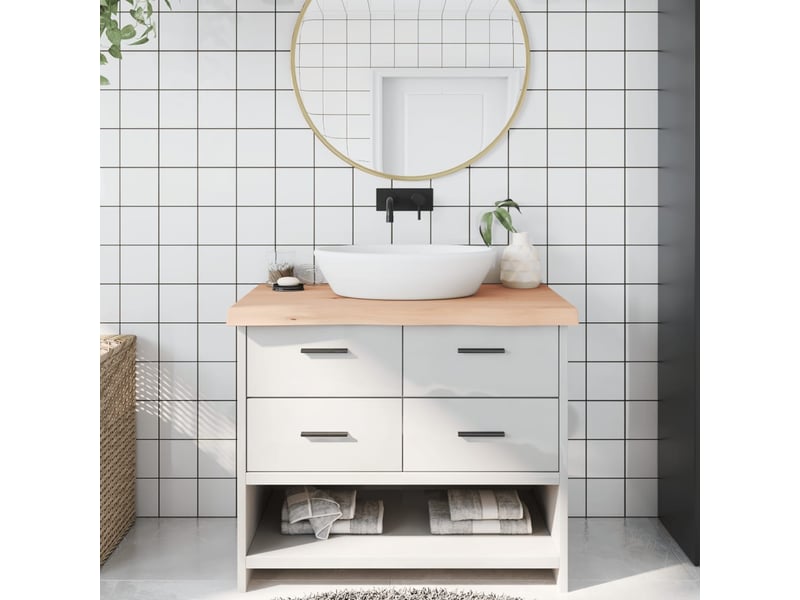 Comptoir de salle de bain, plan de travail 100x60x(2-6)cm bois massif non traité cf65708 - Conforama B