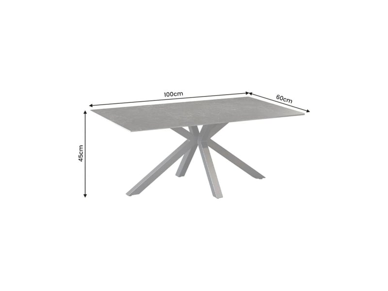  Table basse solara 100 cm en céramique gris anthracite avec pied étoile en métal noir  - Conforama C