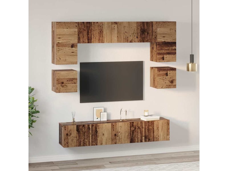  Ensemble meuble tv - banc tv - meuble de rangement 8 pcs bois ancien bois d'ingénierie  - Conforama D