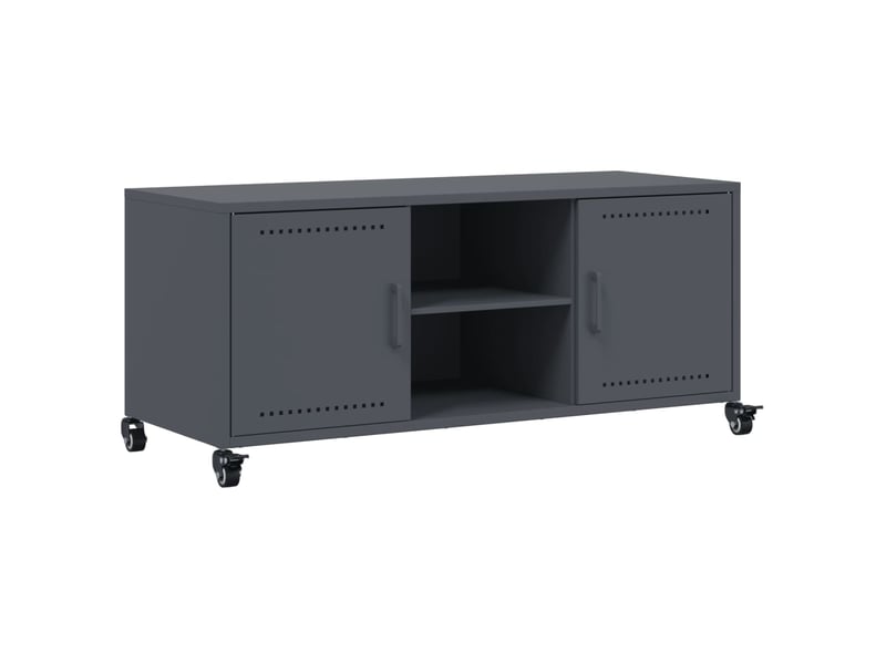  Meuble tv - banc tv - meuble de rangement anthracite 100,5x39x43,5 cm acier  - Conforama A