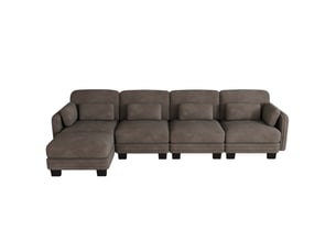 Canapé d'angle modulaire tcqpz 4 places 330 x 143 x 88 cm avec ottomane chenille marron