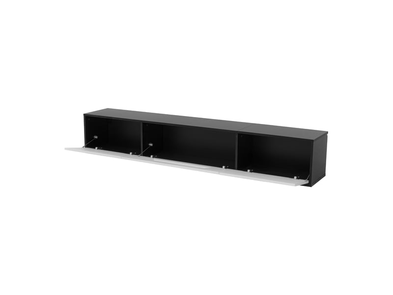  Meuble tv 180 cm noir et blanc brillant - led rgb usb, éclairage, support mural inclus  - Conforama D