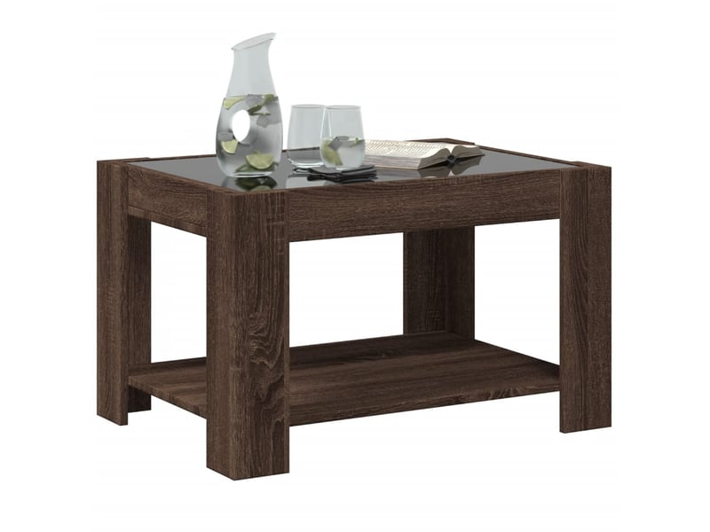  Table basse - table de salon - table à thé avec led chêne marron 73x53x45 cm bois d'ingénierie  - Conforama E