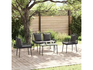 Ensemble de salle à manger pour jardin 3 pièces noir et anthracite