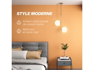 Suspension luminaire moderne, lustre plafonnier de double-tête, lumière suspendue réglable pour entrée, ton doré, salon