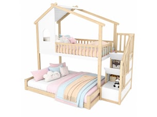 Lit avec rangement 90x140/200 cm MEUBLIV coloris bicolore