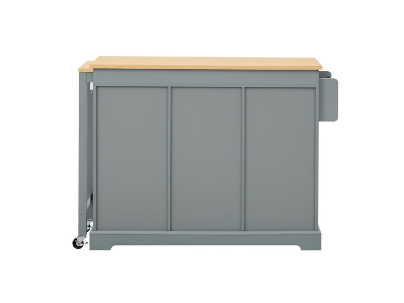  Îlot de cuisine mobile avec plateau extensible, rangement à épices et 3 tiroirs, gris  - Conforama D