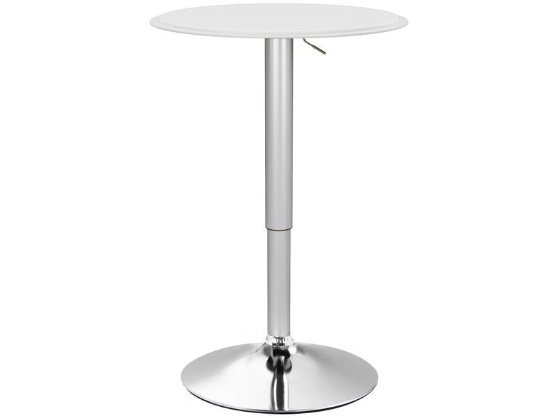  Table de bar table bistro mange-debout hauteur réglable 67-93 cm plateau pivotant 360° métal blanc ø 63 cm  - Conforama B