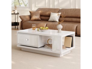 Table basse rectangulaire coloris blanc LPOSPI  - 48 cmx90 cm