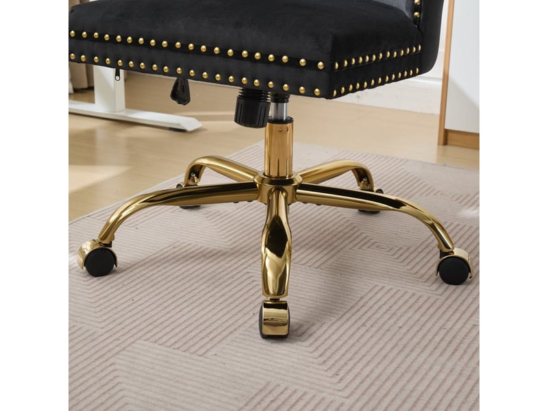  Chaise de bureau en velours capitonnée, structure élastique triple, base métallique élargie et hauteur réglable, 90-98 cm  - Conforama E