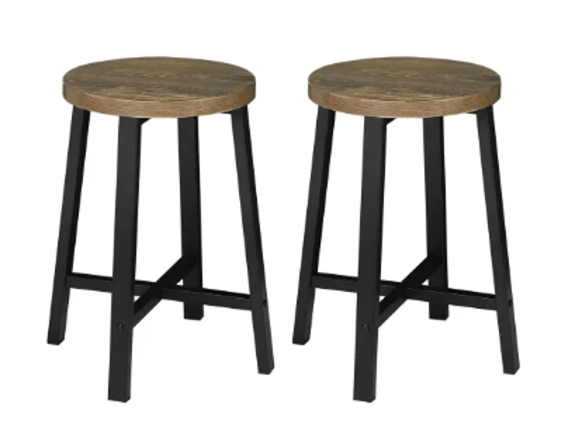  Chaises de salle a manger lot de 2 gain de place - structure metal, style industriel, bois noir et vintage  - Conforama A