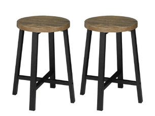 Chaises de salle a manger lot de 2 gain de place - structure metal, style industriel, bois noir et vintage
