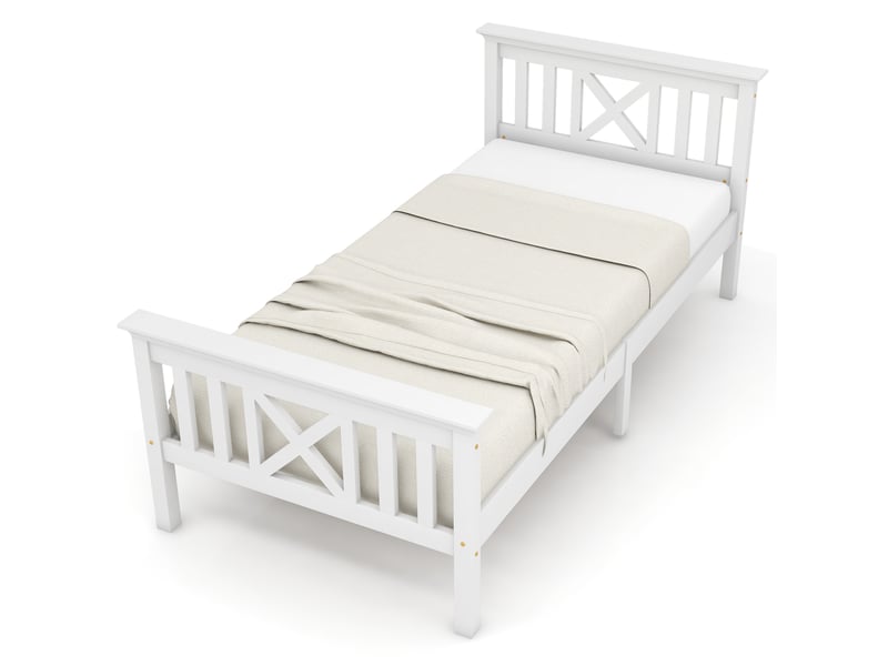 Lit 90x200 cm avec sommier en pin massif blanc chicfurn  - Conforama A