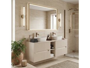 Meuble sous vasque suspendu avec étagère 4t novo l.140 cm cachemire mat