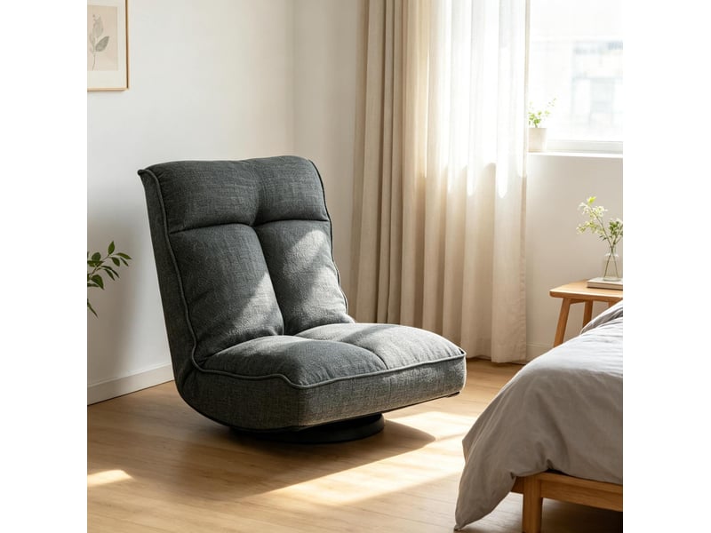  Fauteuil de sol relax pivotant gris à dossier réglable 5 positions  - Conforama B