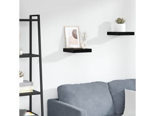 Étagère flottante, étagère murale noir brillant 23x23,5x3,8 cm mdf cf42319
