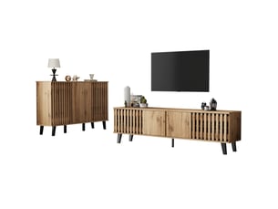 Meuble tv coloris bois clair 150 cm <strong>HOMVRA</strong>  <strong></strong>