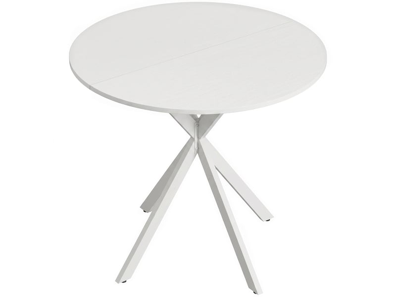  Table ronde style industriel bois métal 2 pers. Dia. 80 cm blanc  - Conforama A
