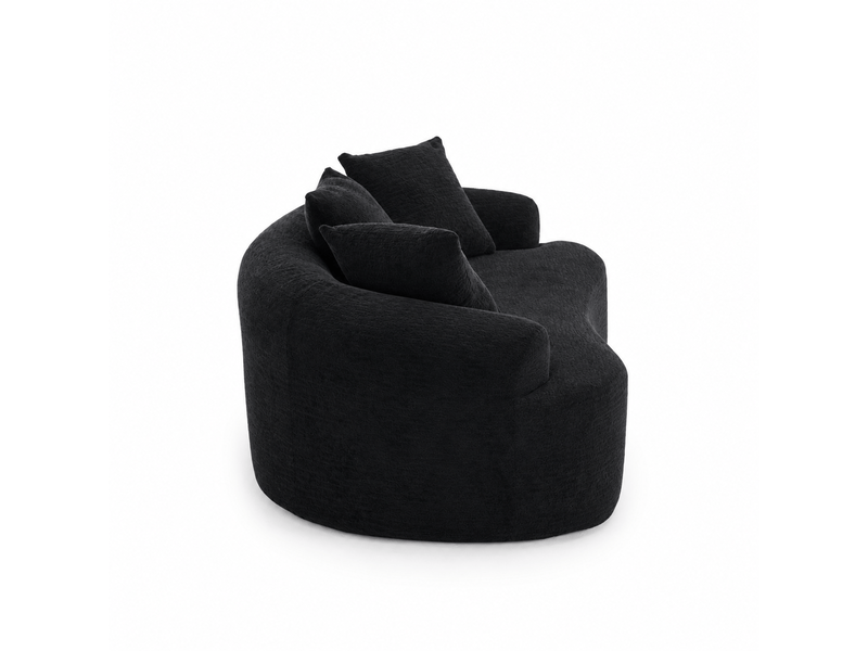  Canapé 2 places modulable incurvé noir, style contemporain, compact, 3 coussins, sans montage  - Conforama E