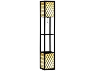 Lampadaire colonne en mdf et plastique avec 2 étagères, pour salon, bureau et chambre, 26 x 26 x 156 cm