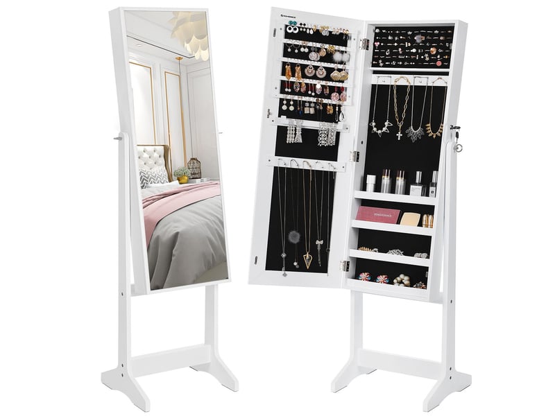  Psyché armoire à bijoux sur pied blanche avec serrure  - Conforama C
