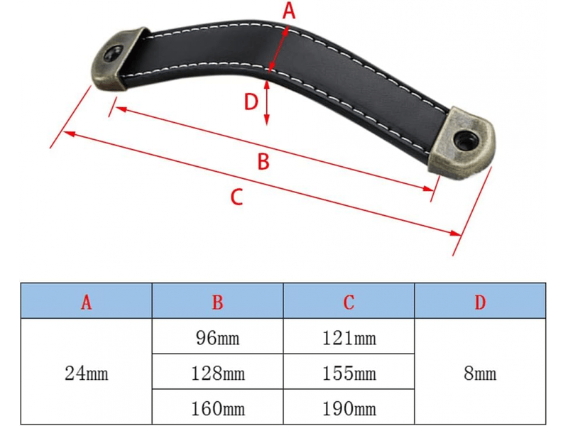 4 poignées en cuir pour meubles, cuisine, porte, tiroir, pommeaux vintage pour armoires, 160 mm (kaki)  - Conforama B