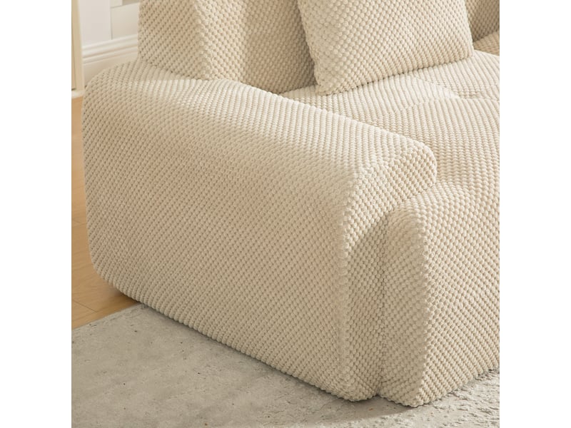 Canapé modulable chenille beige kaki - canapé salon compressé sans montage mousse haute résilience antidérapant - Conforama R